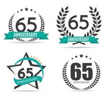 plantilla logo 65 años aniversario set vector illustration