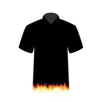 Black T-shirt with the Image of Fire. Vector Illustration.