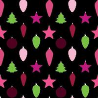 Abstract Beauty Christmas and  New Year Seamless Pattern Background with Decoration Toys and Balls. Vector Illustration