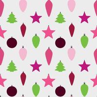 Abstract Beauty Christmas and  New Year Seamless Pattern Background with Decoration Toys and Balls. Vector Illustration