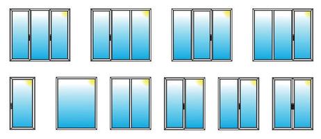 variedades de ventanas de pvc. ilustración vectorial. vector