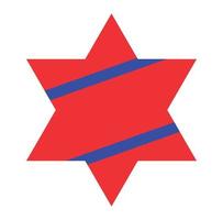 Red Jewish Star with Blue Stripes on White Background. Vector Illustration.