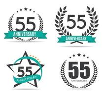 Template Logo 55 Years Anniversary Vector Illustration