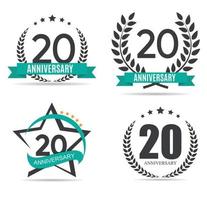 Template Logo 20 Years Anniversary Set Vector Illustration