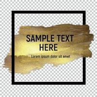 Gold Paint Glittering Textured Art with Frame and Sample Text Vector Ilustration