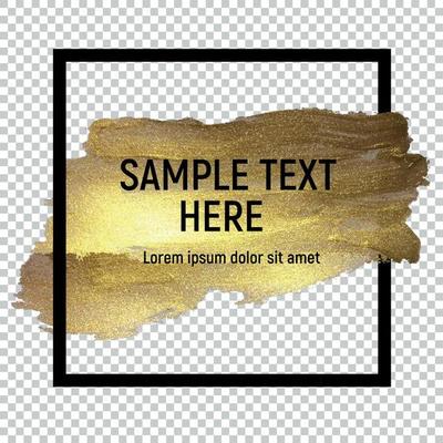 Gold Paint Glittering Textured Art with Frame and Sample Text Vector Ilustration