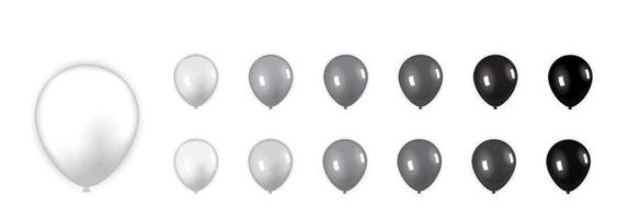 conjunto de globos en varios tonos de gris del blanco al negro. ilustración vectorial vector