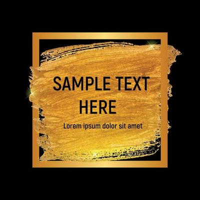 Gold Paint Glittering Textured Art with Frame and Sample Text Vector Ilustration