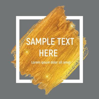 Gold Paint Glittering Textured Art with Frame and Sample Text Vector Ilustration