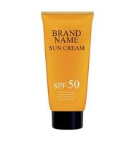 Sun Care Cream Bottle, Tube Template for Ads or Magazine Background. 3D Realistic Vector Iillustration