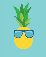 Pineapple in Glasses. Summer Concept Background vector