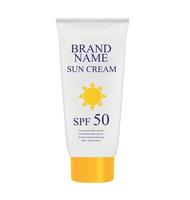 Sun Care Cream Bottle, Tube Template for Ads or Magazine Background. 3D Realistic Vector Iillustration