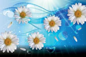 Abstract Chamomile Flowers Natural Spring and Summer Background 3D Realistic Vector Iillustration