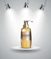 Shower Gel Bottle Template for Ads or Magazine Background. 3D Realistic Vector Iillustration