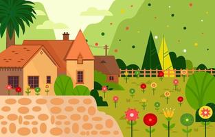 Beautiful House Village in Spring Concept