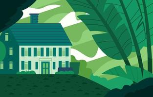 House In The Middle Jungle Concept vector