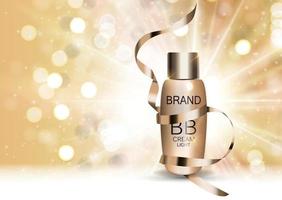 BB Cream Bottle Template for Ads or Magazine Background. 3D Realistic Vector Iillustration