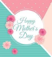 Happy Mother Day Cute Background with Flowers. Vector Illustration