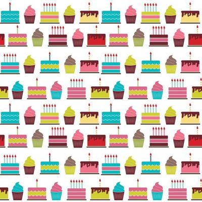 Birthday Cake Flat Seamless Pattern Background Vector Illustration