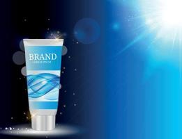 Hand Care Cream Bottle, Tube Template for Ads or Magazine Background. 3D Realistic Vector Iillustration