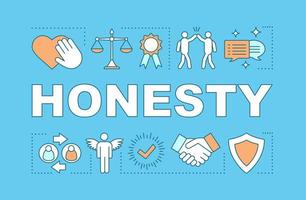 Honesty word concepts banner. Reliability. Morality. Liability. Commitment, integrity. Presentation, website. Isolated lettering typography idea with linear icons. Vector outline illustration