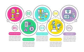 Digital rights protection vector infographic template. Business presentation design elements. Data visualization with five steps and options. Process timeline chart. Workflow layout with linear icons