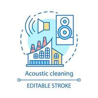 Acoustic cleaning concept icon. Maintenance method idea thin line illustration. Material-handling and storage systems. Generating powerful sound waves. Vector isolated outline drawing. Editable stroke