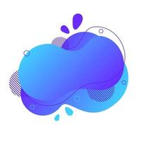 Abstract fluid design element. Minimalistic background for text. Wavy bubble banner, poster clipart with lines, dots. Gradient liquid blue flat shape. Geometric color illustration. Isolated vector