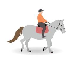 Rider on Gray horse. Vector Illustration.