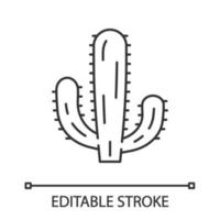 Mexican giant cactus linear icon. Cardon. Elephant cactus. Mexican flora. Tallest cacti. Thin line illustration. Contour symbol. Vector isolated outline drawing. Editable stroke