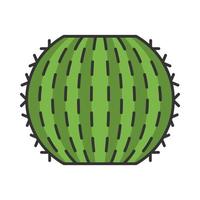 Barrel cactus color icon. Echinocactus and Ferocactus. Barrel-shaped cacti. Native American flora. Isolated vector illustration