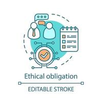 Ethical obligation concept icon. Business ethics idea thin line illustration. Corporate liability, commitment. Labor rights. Employment contract. Vector isolated outline drawing. Editable stroke