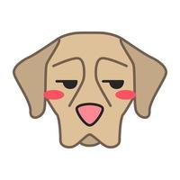 Shorthaired Pointer cute kawaii vector character. Dog with unamused muzzle. Flushed animal with eye looking to side. Unhappy doggie. Funny emoji, sticker, emoticon. Isolated cartoon color illustration