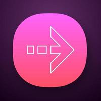 Arrow with dotted dash line app icon. East direction. Arrow indicating rightward. Next, forward. Pointing symbol. UI UX user interface. Web or mobile application. Vector isolated illustration