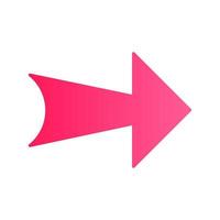 Wide pink arrow flat design long shadow color icon. Arrowhead indexer. Next. Navigation pointer, indicator sign. Pointing symbol. Arrow showing right direction. Vector silhouette illustration