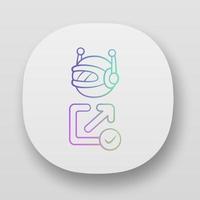 Backlink checker bot app icon. Website optimization. Artificial intelligence. Support service bot. SEO assistant, ai. UI UX user interface. Web or mobile applications. Vector isolated illustrations