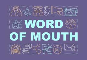 Word of mouth word concepts banner. Influencer, viral marketing tools. Customer attraction strategy. Presentation, website. Isolated lettering typography, linear icons. Vector outline illustration