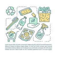 Zero waste lifestyle article page vector template. Brochure, magazine, booklet design element with linear icons and text boxes. Waste management. Print design. Concept illustrations with text space