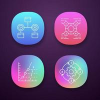 Diagram concepts app icons set. Decision, explanatory, phase, process charts. Data and process flow visualization. UI UX user interface. Web or mobile applications. Vector isolated illustrations