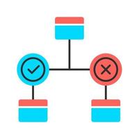 Decision diagram color icon. Block chart. Problem solutions. Operations research. Decision tree. Management. Information symbolic representation. Isolated vector illustration