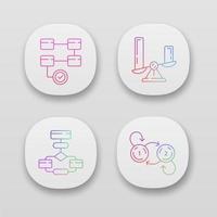 Diagram concepts app icons set. Activity, comparison, flow, state charts. Statistics data and process visualization. UI UX user interface. Web or mobile applications. Vector isolated illustrations