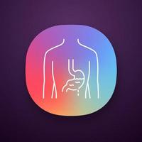 Ill stomach app icon. Gastritis. Sore human organ. People disease. Unhealthy digestive system. Gastrointestinal tract. UI UX user interface. Web or mobile application. Vector isolated illustration