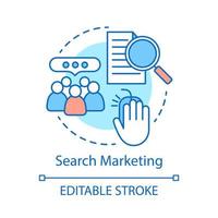 Search marketing concept icon. Lead generation idea thin line illustration. Target audience. SEM. Vector isolated outline drawing. Editable stroke