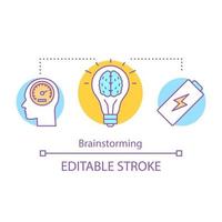 Brainstorming concept icon. Thinking idea thin line illustration. Solution searching. Problem solving. Creativity, idea generation. Vector isolated outline drawing. Editable stroke