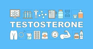 banner de conceptos de palabra de detección de testosterona. salud sexual y función reproductiva de los hombres. presentación, sitio web. idea de tipografía de letras aisladas con iconos lineales. ilustración de contorno vectorial vector