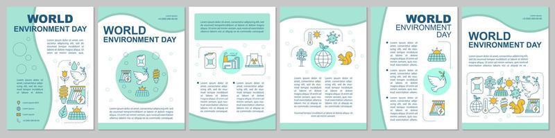 World environment day brochure template layout. Flyer, booklet, leaflet print design. Green technology and alternative energy. Environmental issues. Vector page layouts for magazines, reports, posters