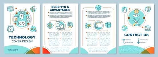 Benefits and advantages of technology brochure template layout. Flyer, booklet, leaflet print design with linear illustrations. Vector page layouts for magazines, annual reports, advertising posters