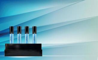 Revitalizing Serum Bottle Template for Ads or Magazine Background. 3D Realistic Vector Iillustration
