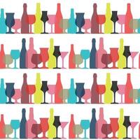 Vector Illustration of Silhouette Alcohol Bottle Seamless Pattern Background