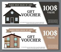 Gift Voucher Template with variation of House Discount Coupon. Vector Illustration.